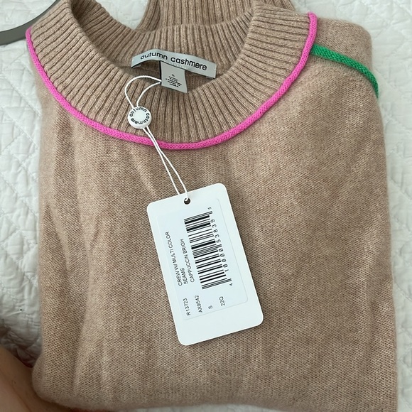 NWT! Autumn Cashmere Crew w/ Multi Color Seams, size Small! - Picture 3 of 3